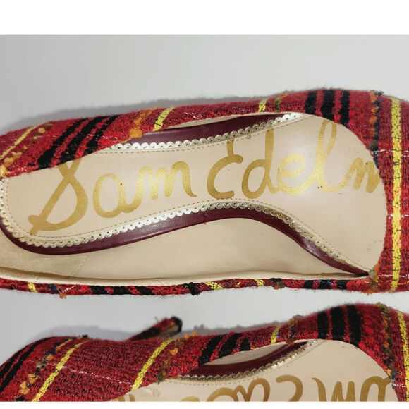 Sam Edelman Hazel Pointed Toe Pumps in Red Multi, sz 8 Wide - Picture 5 of 12